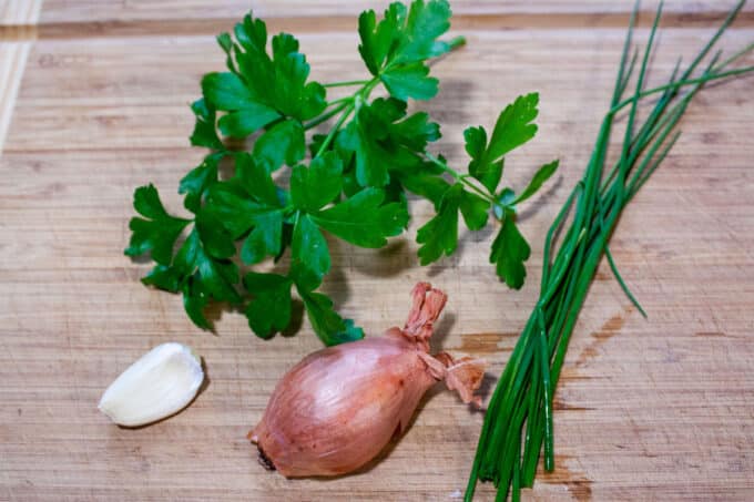 Ingredients assembled on cutting board.
