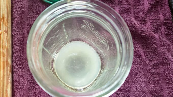 Lemon juice added to quart jar.