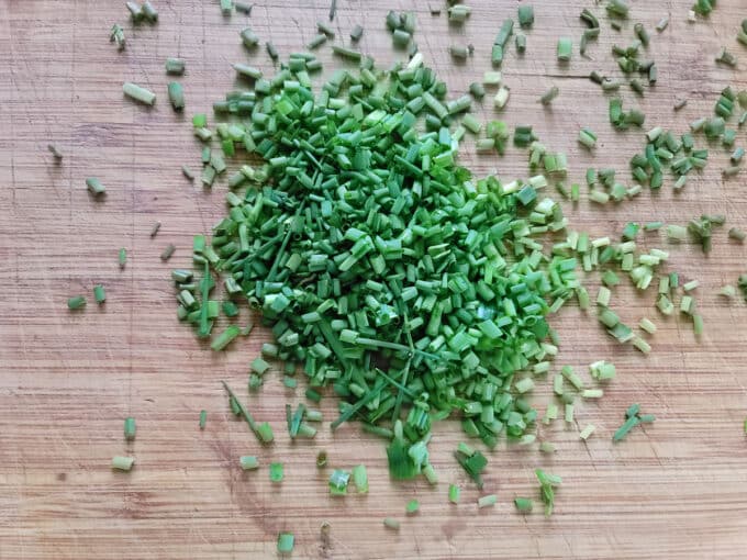 Chopped chives.