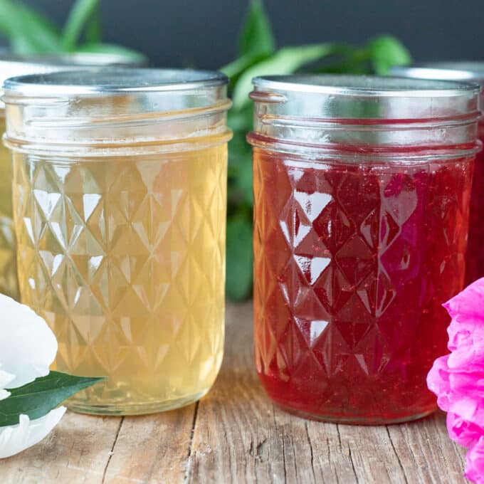 Yellow and pink peony jelly.