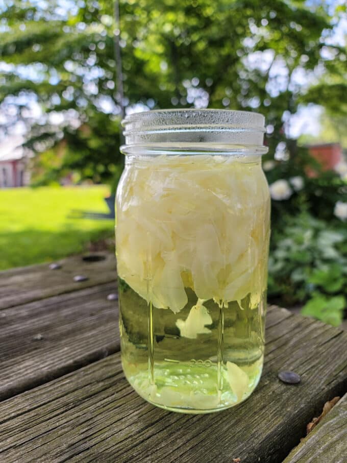 Fill jar with boiling water.