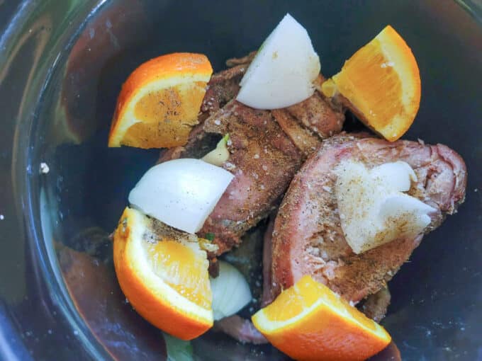 Spices added to crockpot.