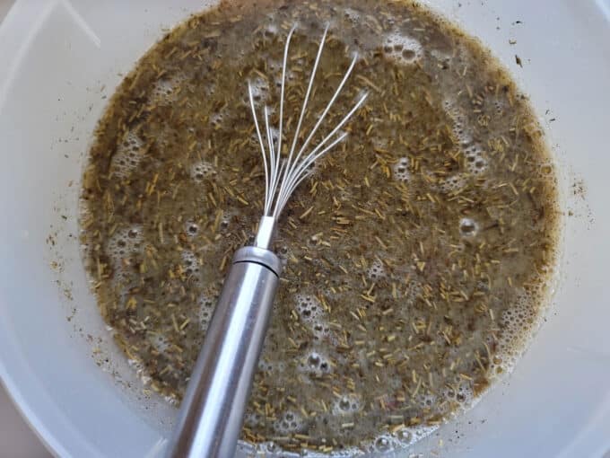 Whisk in bowl with marinade.