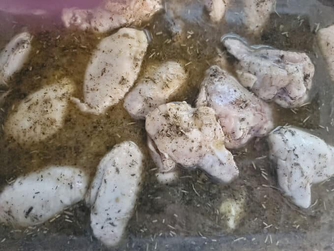 Wings after marinating.
