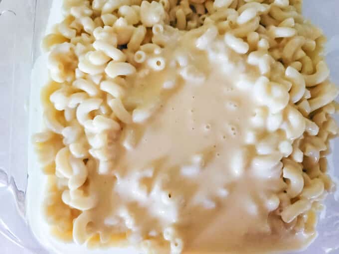 Sauce added to pasta.