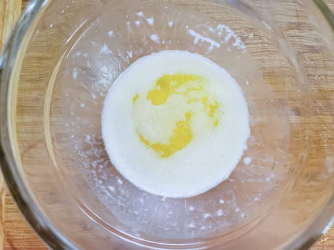 Melted butter in bowl.