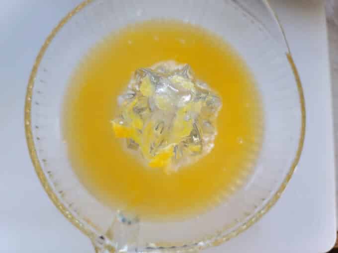 Orange juice in reamer.