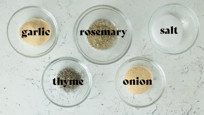 Ingredients for the rub for rabbit. See details in recipe below.