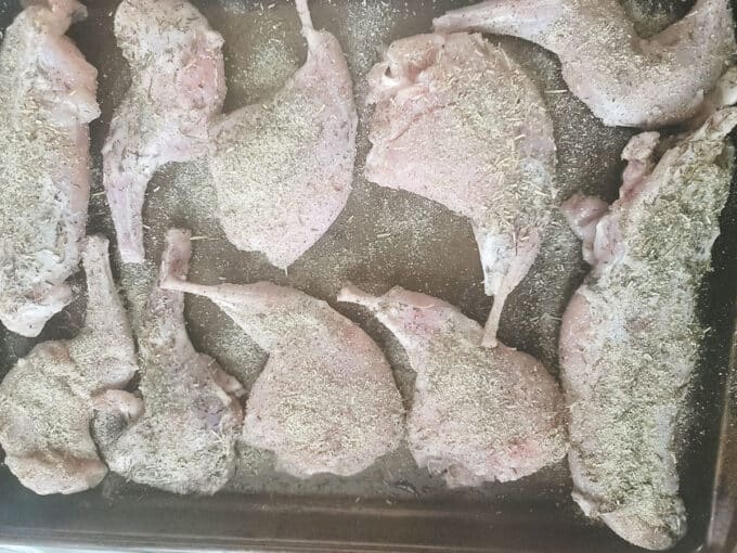 Dry rub rubbed onto meat.