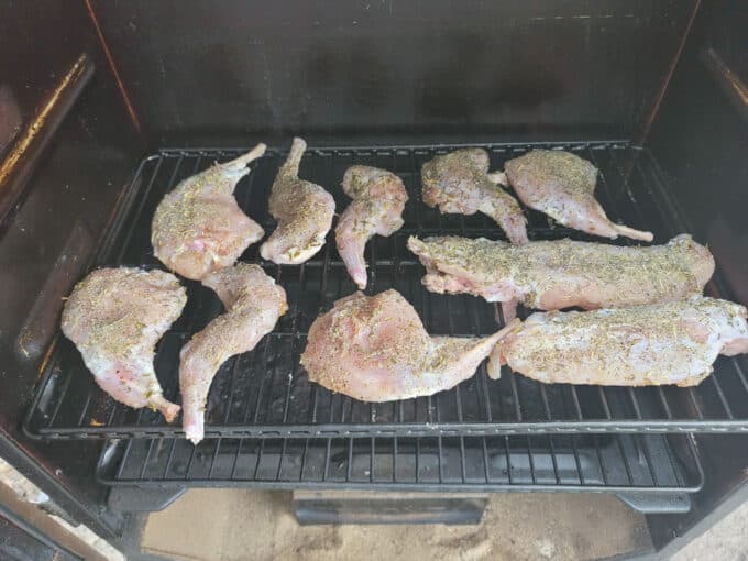 Rabbit in smoker.