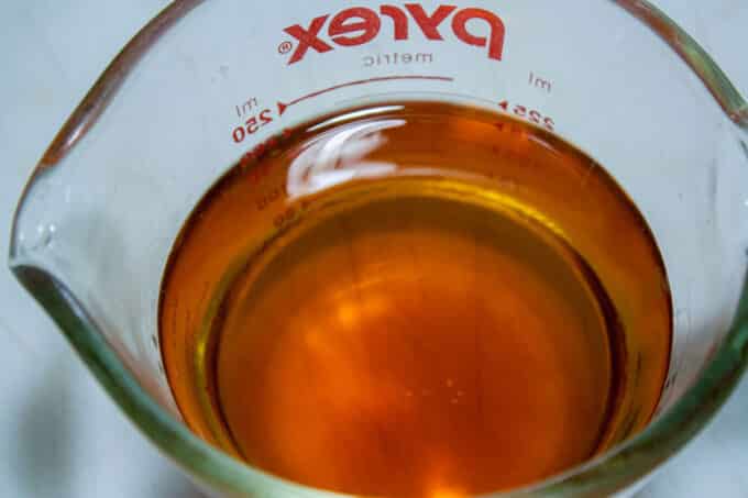 Sherry in a glass measuring cup.