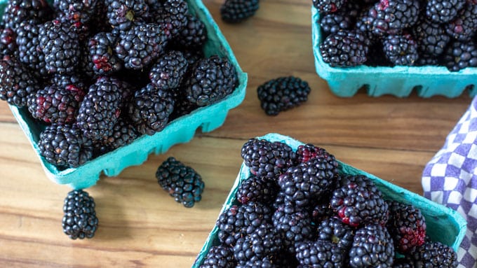 Blackberries in quart baskets.