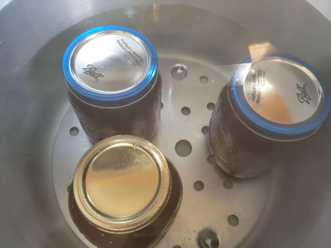 Jars placed in canning pot.