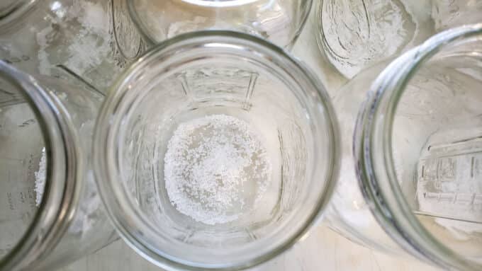 Salt added to jars.