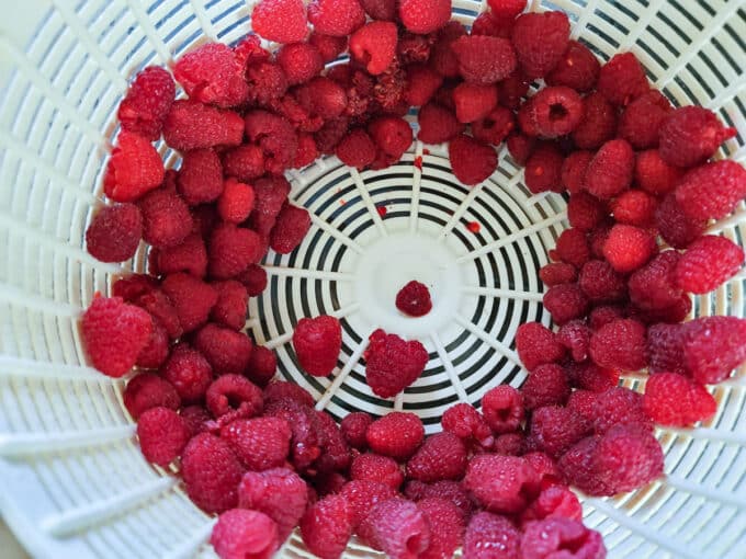 Drained berries.