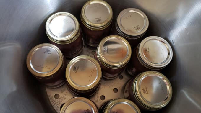 Jars placed in canning pot.