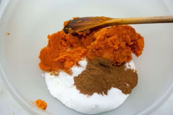 Spices added to bowl.