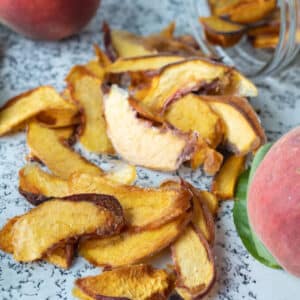 dehydrated peaches close up.