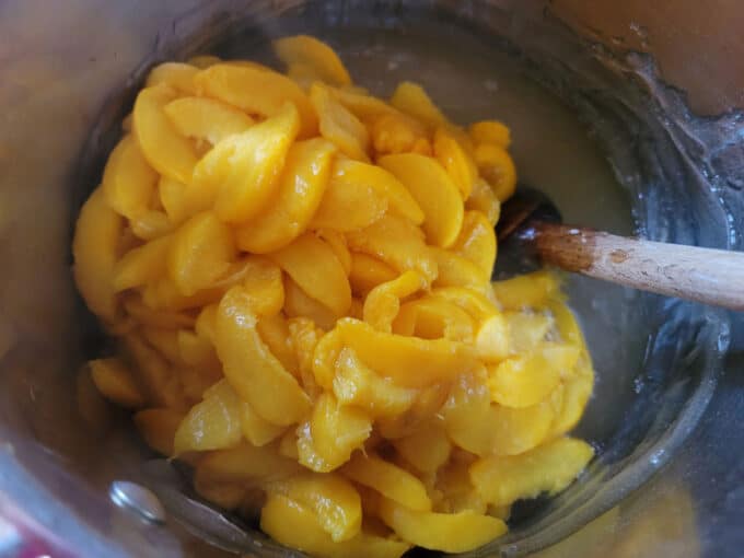Peaches added to base of filling.