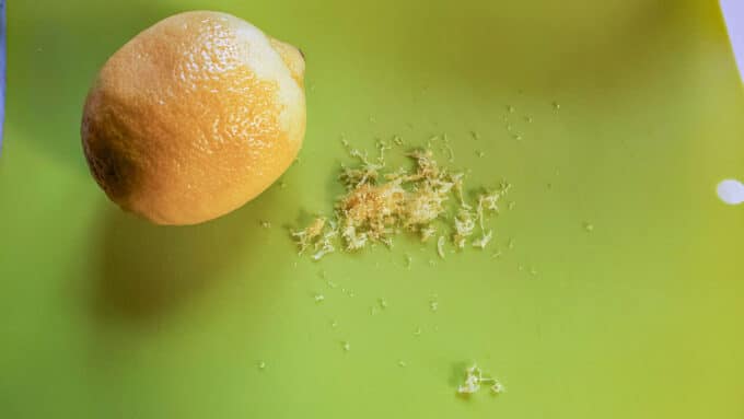 Grated lemon zest.