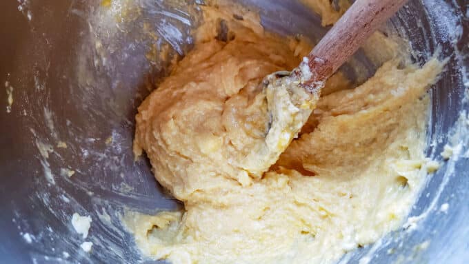 Flour, butter and eggs mixed up.