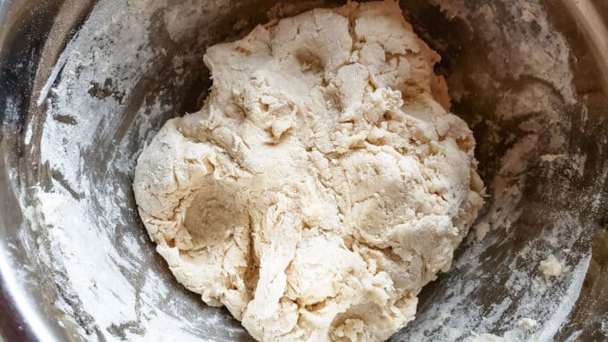 Flour mixed with yeast mixture.