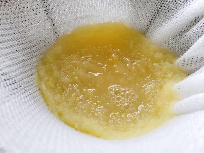 Strain juice left in pot.