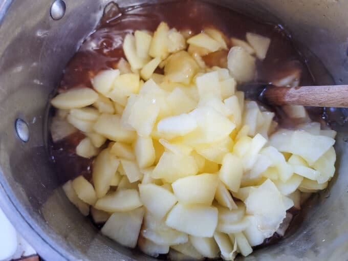 Apples added to filling base.