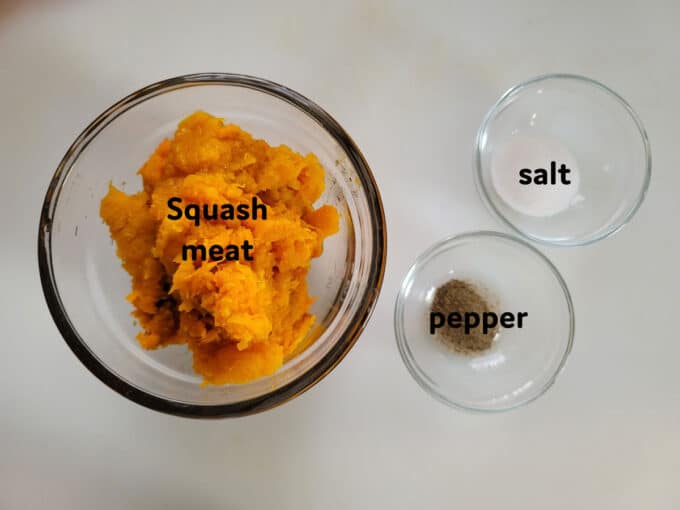 Ingredients for squash purée. See details in recipe below.