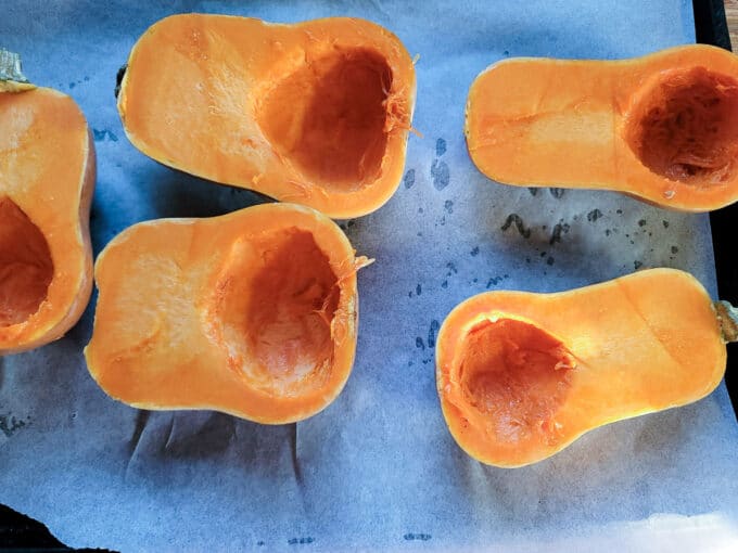 Seeds scooped out of squash.