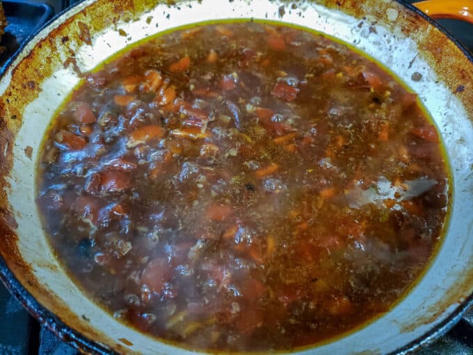 Thickened braising liquid / gravy.
