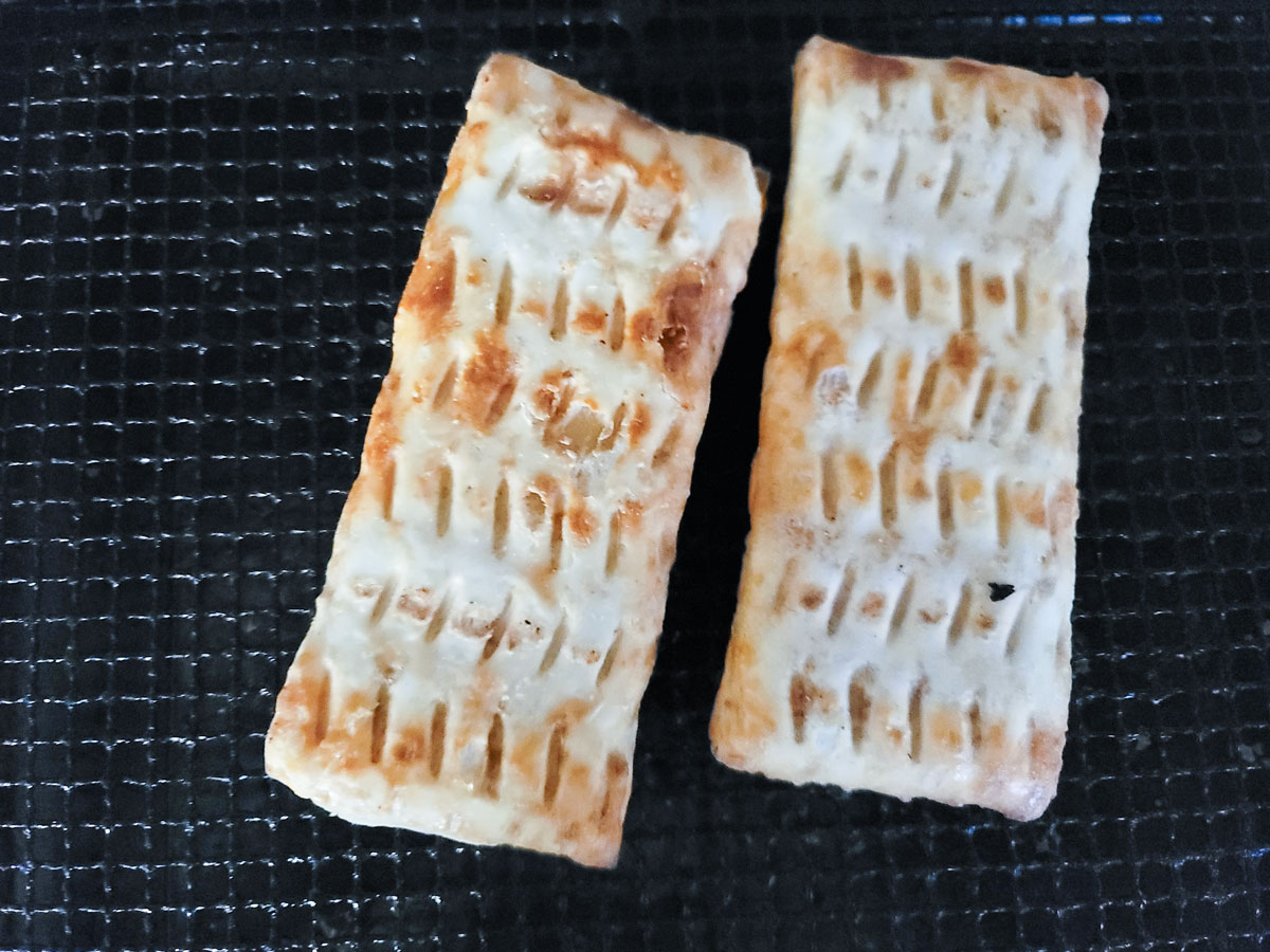 Hot pockets after being flipped.