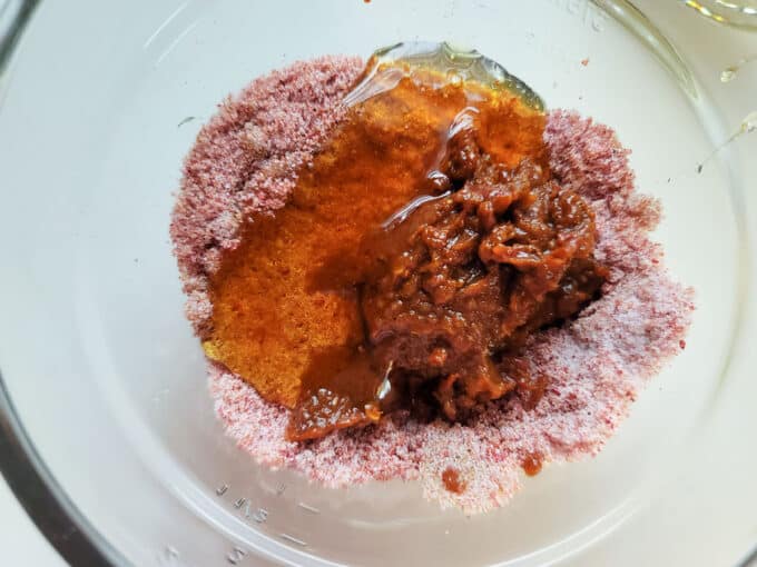 Chipotle and honey added to dry ingredients.