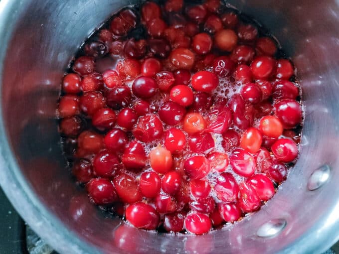 Popped berries after simmering.