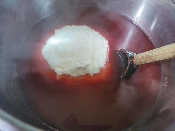 Sugar added to syrup.