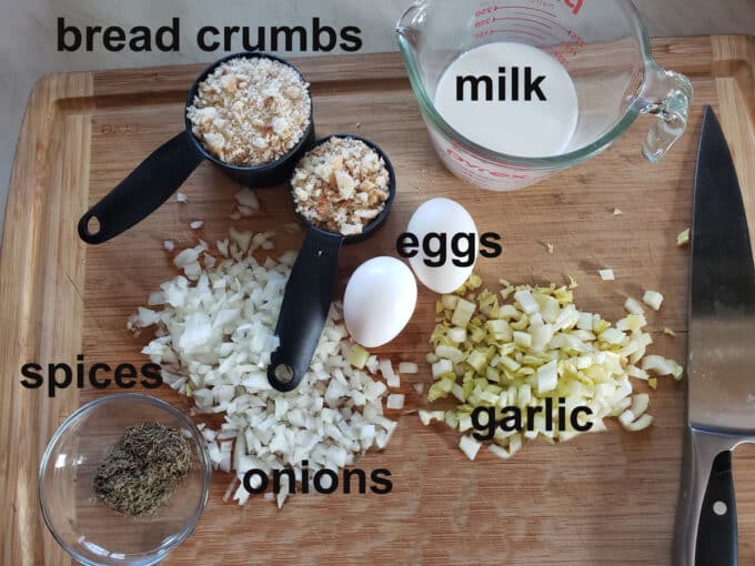Ingredients for making smoked meatballs. See details in recipe below.