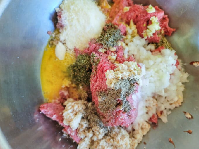 All ingredients added to metal bowl.