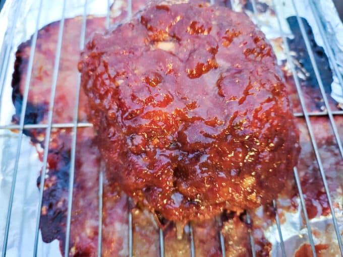Loaf basted with sauce.