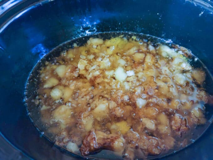 Fat rendering in crockpot.