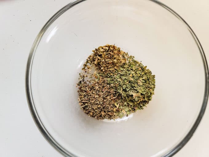 Spices added to small bowl.