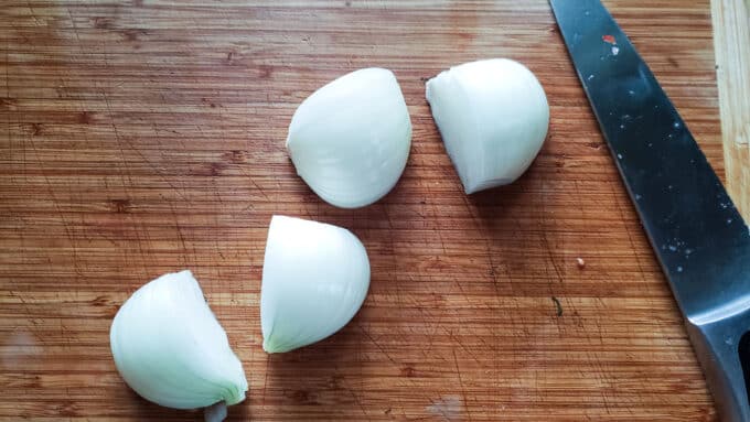Quartered onion.
