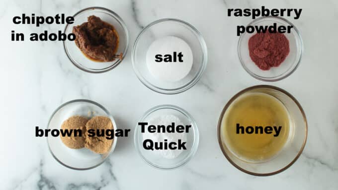 Ingredients for chipotle bacon. See details in recipe below.