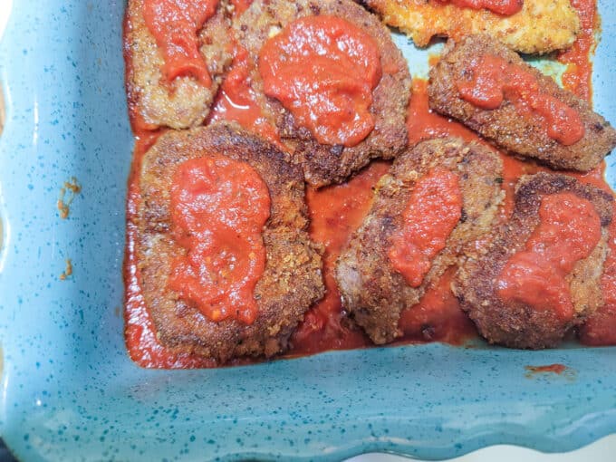 Venison topped with more sauce.