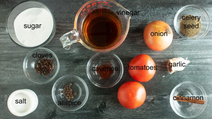 Ingredients for canning tomatoes. See details in recipe below.