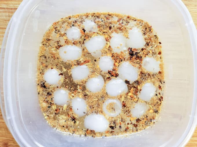 Spices mixed with water and ice.