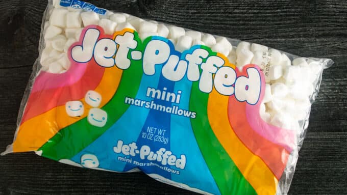 Bag of Jet Puffed mini marshmallows.
