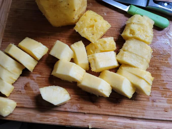 Fruit cut into chunks.