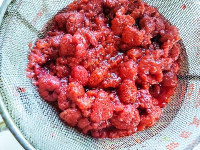 Berries strained out of the vinegar.