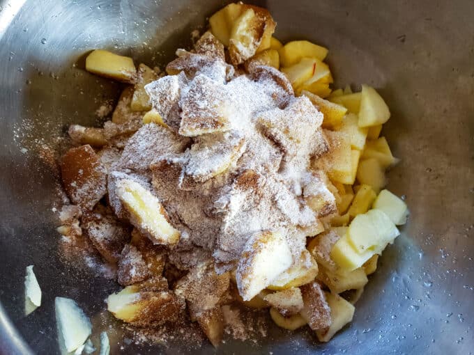 Spices and sugar added to the fruit.