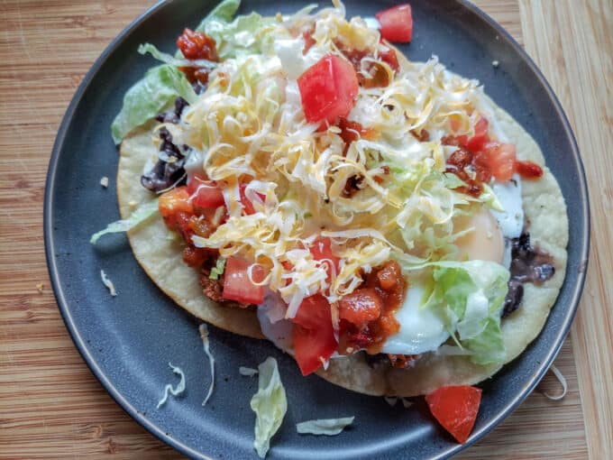 Toppings added to the heuvos rancheros.